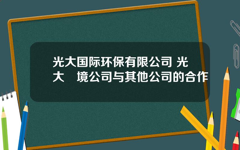 光大国际环保有限公司 光大環境公司与其他公司的合作